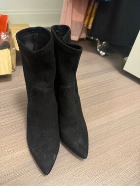 BCBGeneration Black Suede Pointed Toe Booties